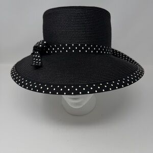 Eric Javits Squishee Packable Polka Dot Banded Fedora Hat Black